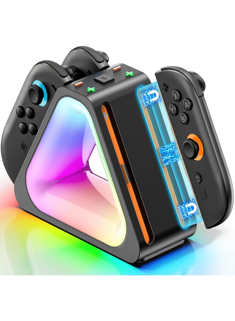 Charging Dock for 2025 Nintendo Joy-Con 2, Fast Charger SW2 Joy-Con Magnetic Charging Station with 7 Light Modes, Enhanced Controller Charger Dock for Nintendo Switch 2 Joy-con Accessories - Image 1